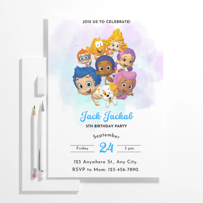 Bubble Guppies Birthday Invitation Template - CreativeRino