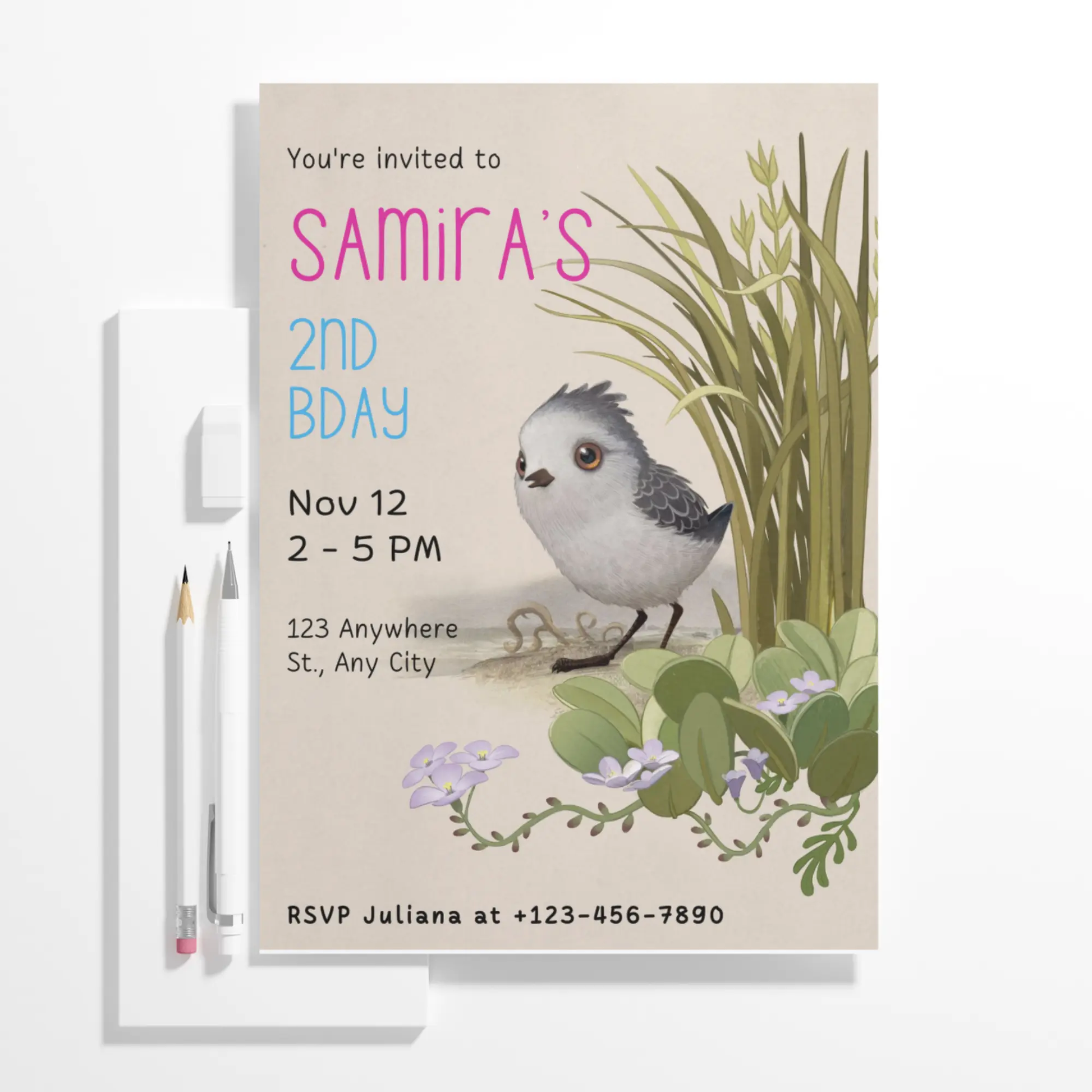 Bird Birthday Invitation Template - CreativeRino