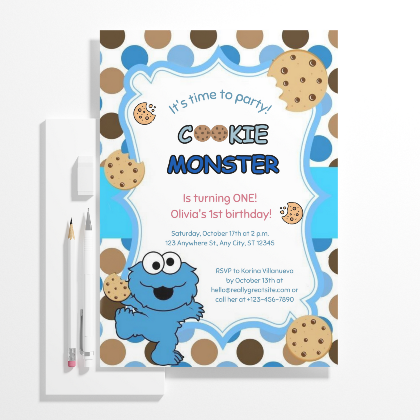 Cookie Monster Birthday Invitation Template