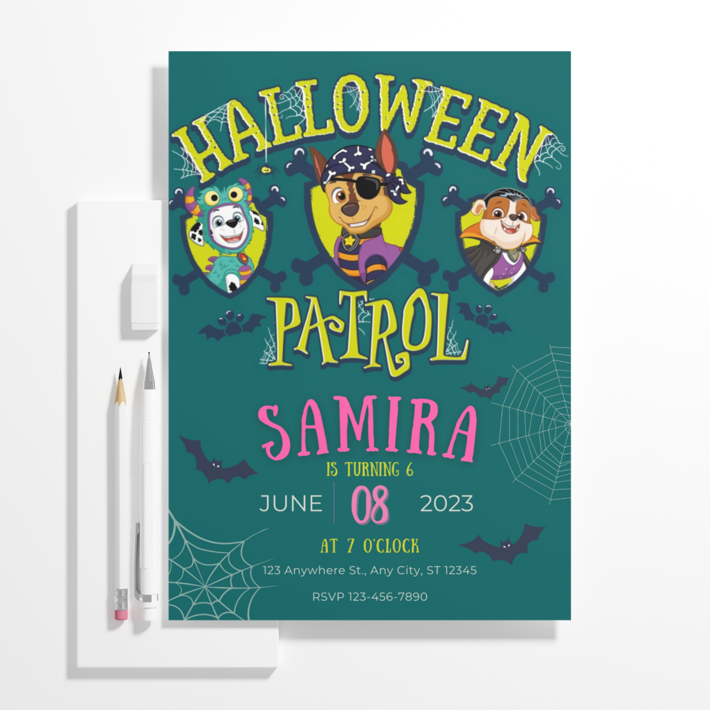 Paw Patrol Halloween Birthday Invitation Template