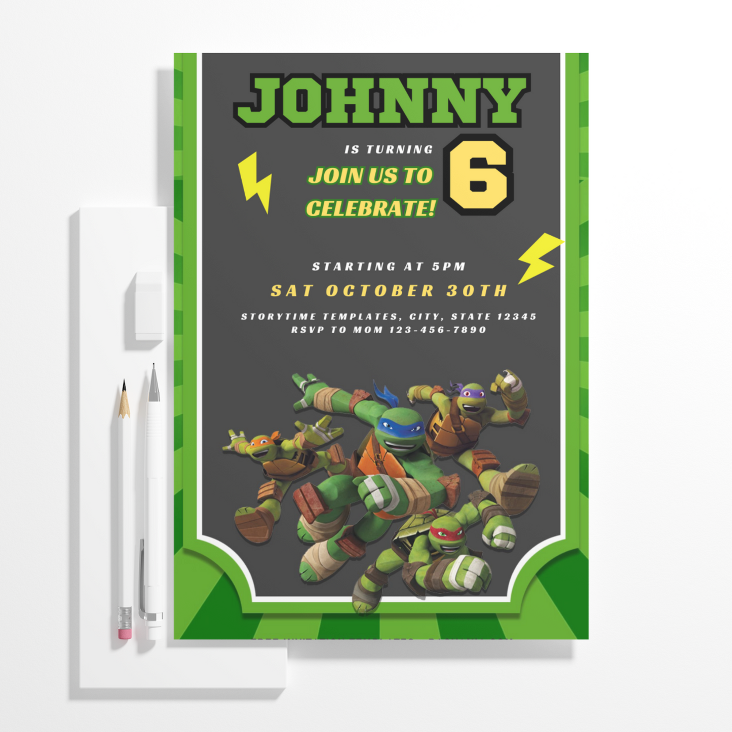 Teenage Mutant Ninja Turtles Birthday Invitation Template