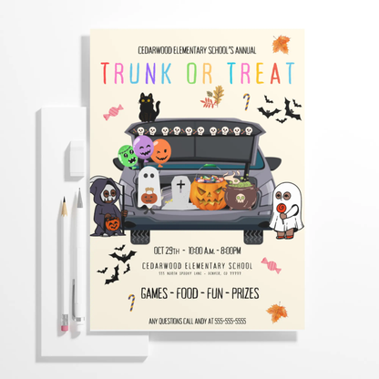 Halloween Trick or Treat Invitation Template | Halloween Trick or Treat Flyer - CreativeRino