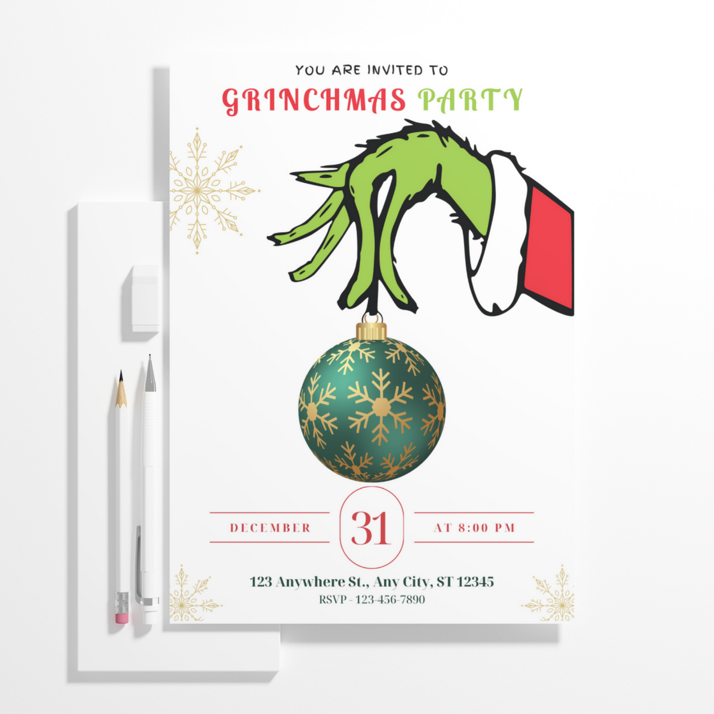 Grinchmas Christmas Party Invitation Template | Grinch Invite