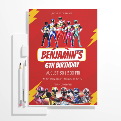 Power Rangers Birthday Invitation Template - CreativeRino