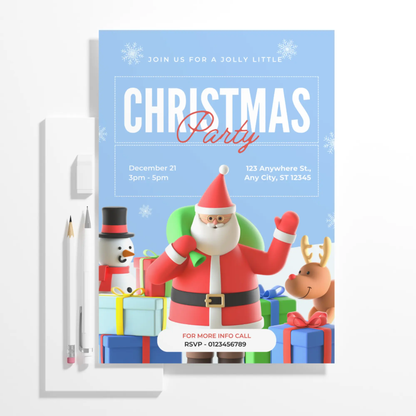 Santa Claus Christmas Party Invitation Template - CreativeRino