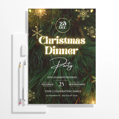 Christmas Dinner Party Invitation Template - CreativeRino
