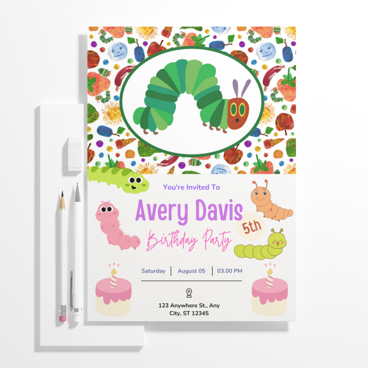 Very Hungry Caterpillar Birthday Invitation Template