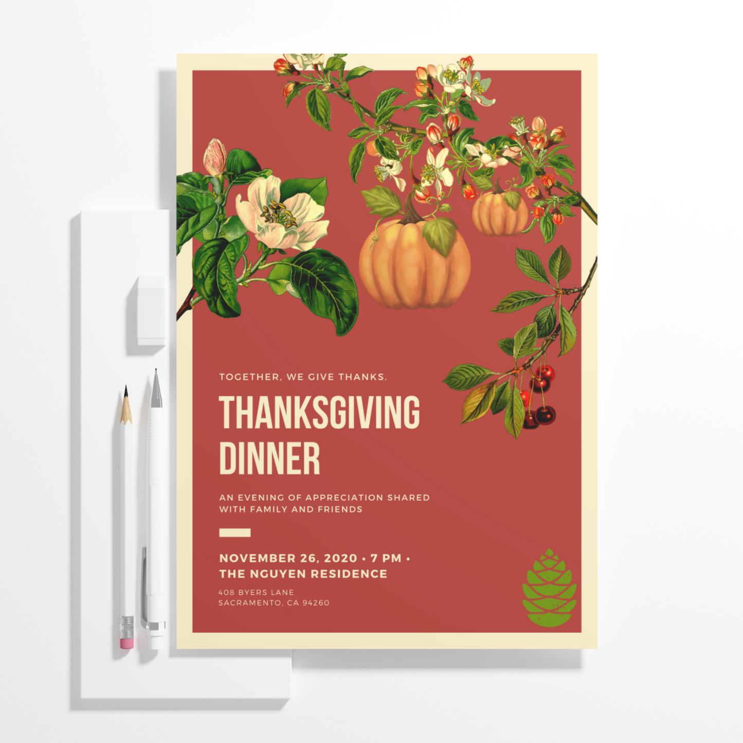 Retro Thanksgiving Dinner Invitation Template