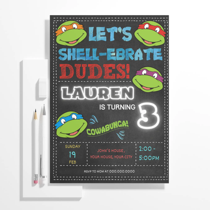 Teenage Mutant Ninja Turtles Birthday Invitation Template - CreativeRino