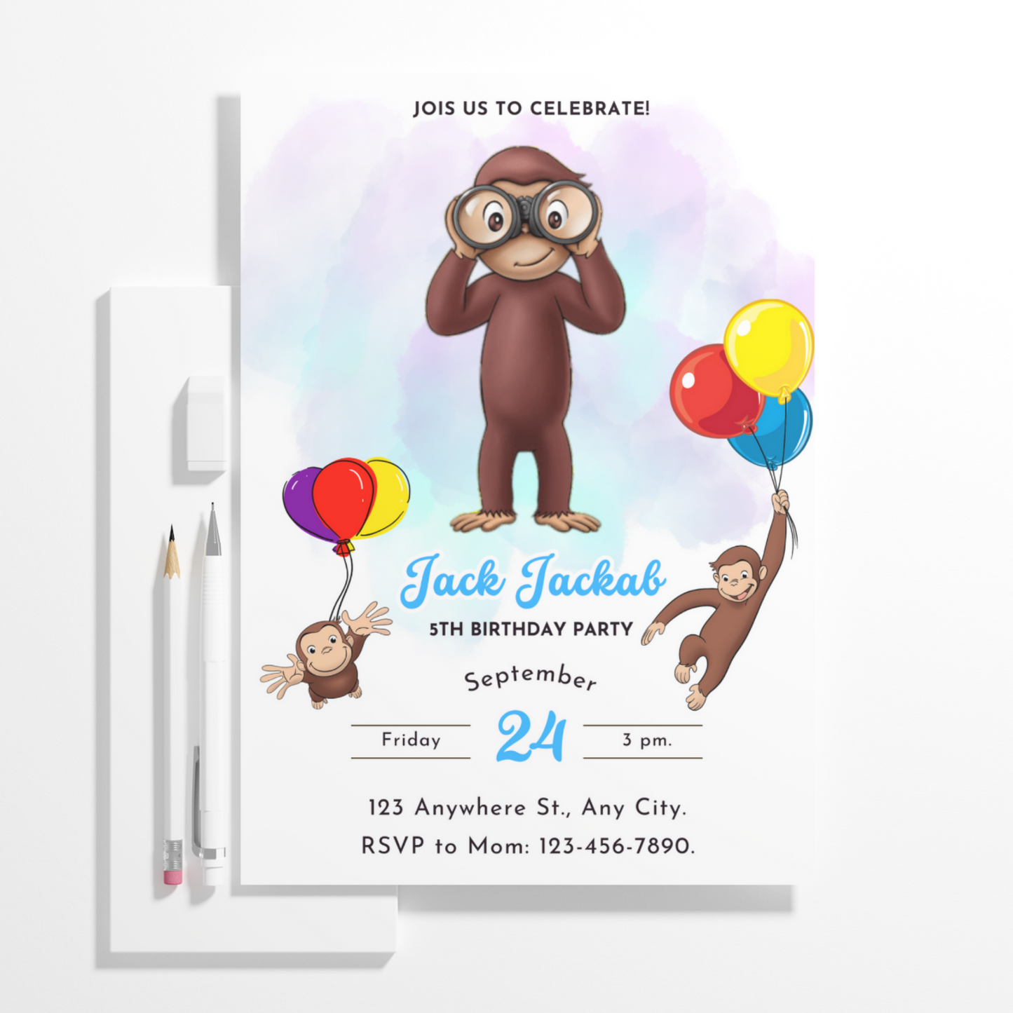 Curious George Birthday Invitation Template