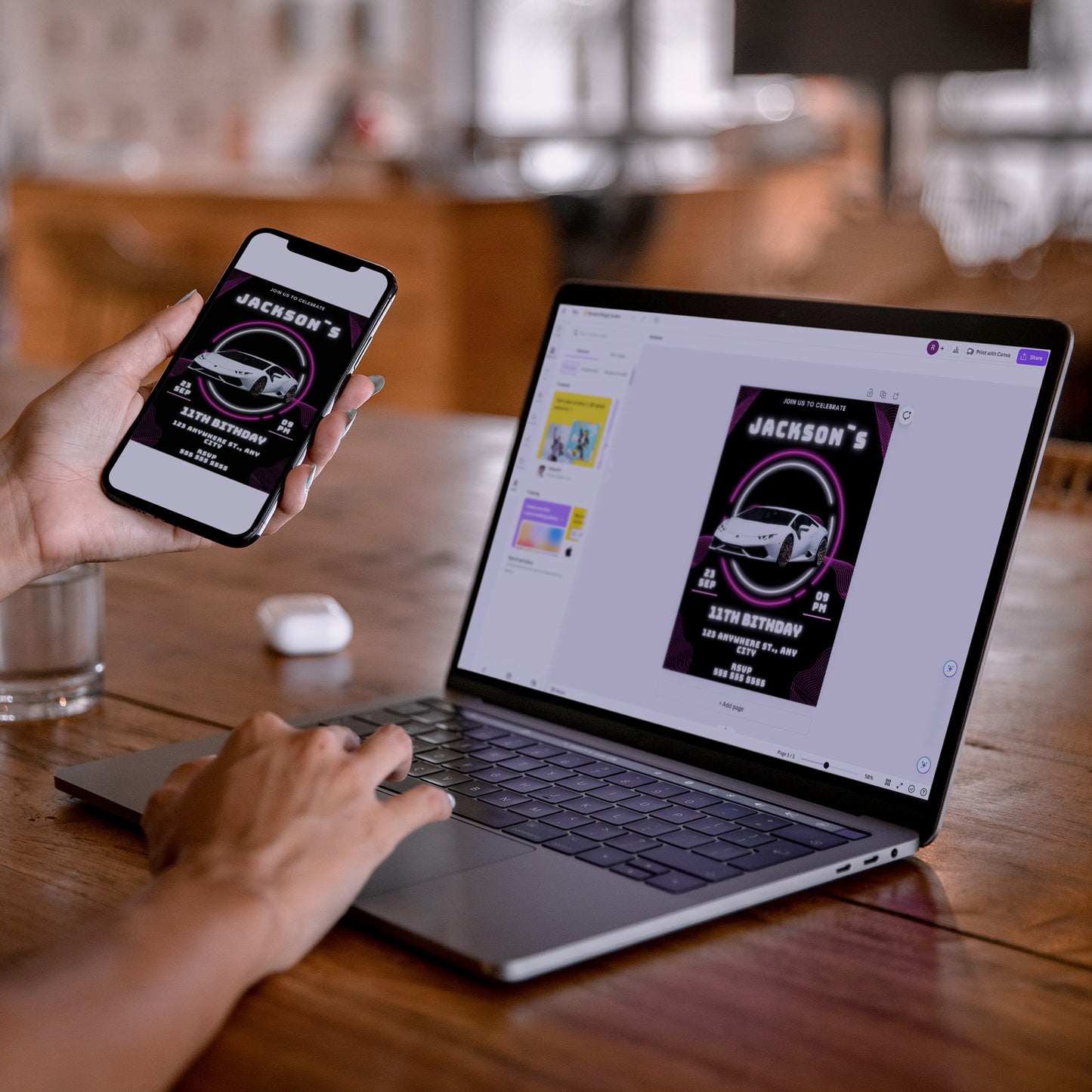 Lamborghini Sport Race Car Birthday Invitation Template - CreativeRino