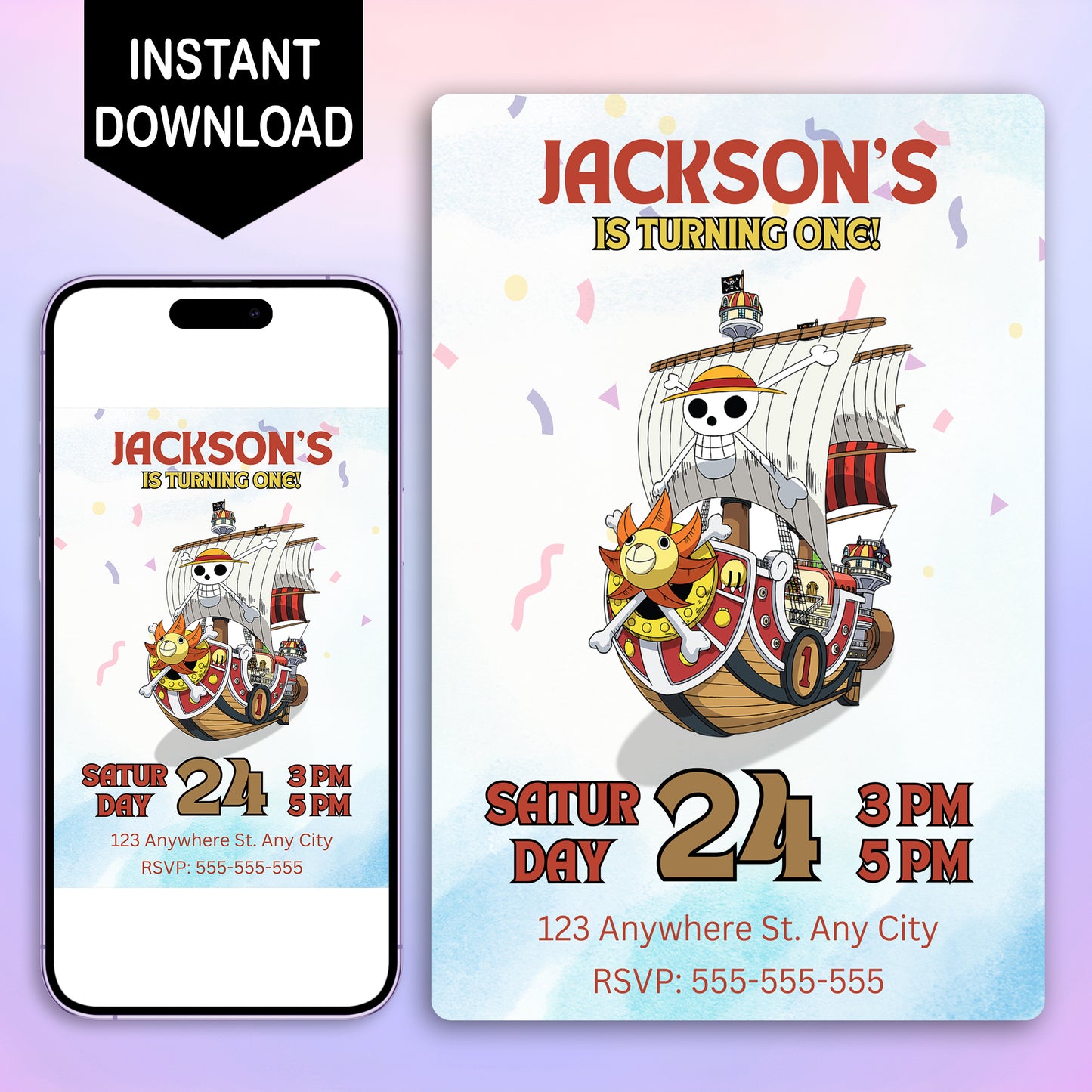 One Piece Birthday Invitation Template - CreativeRino