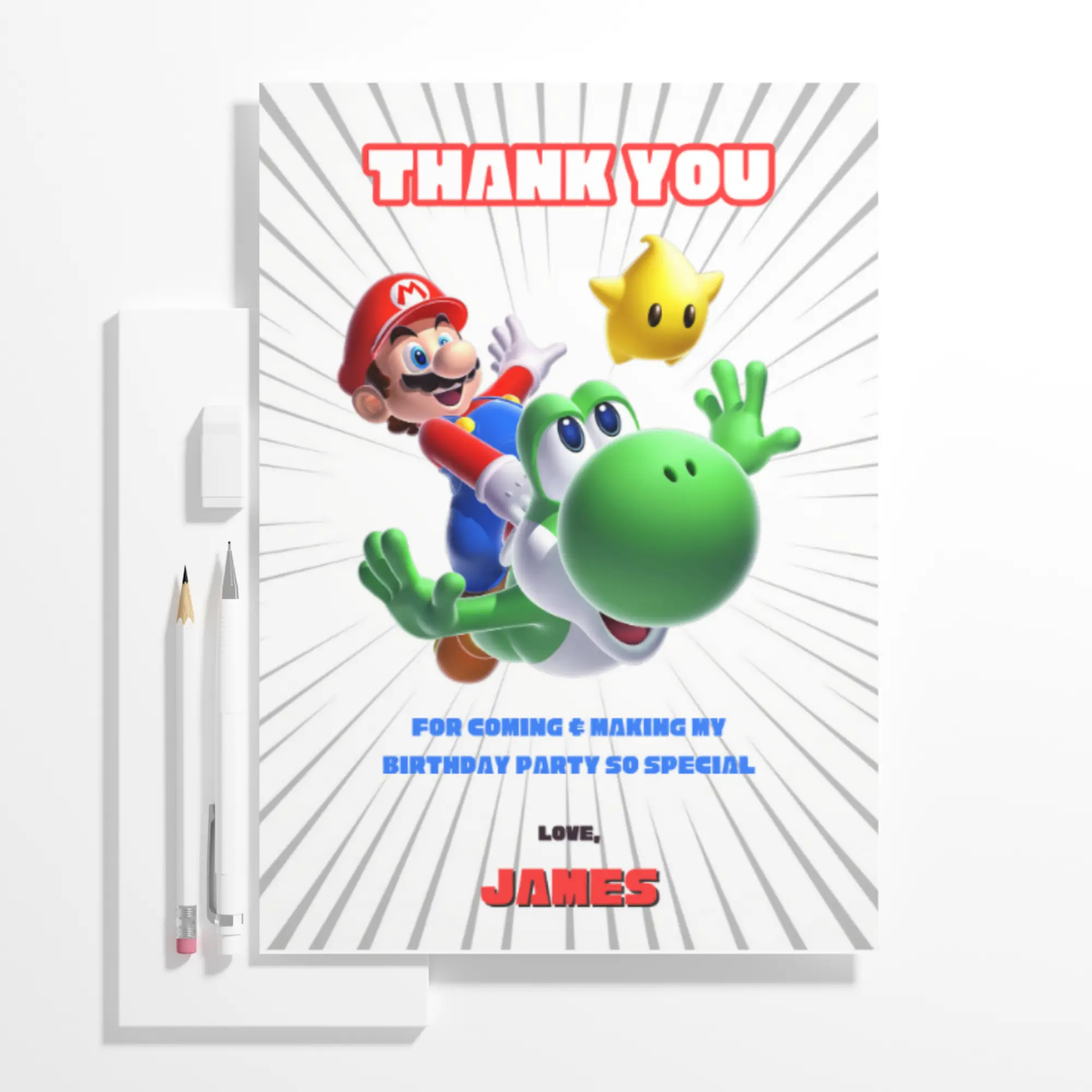 Super Mario Thank You Card Template - CreativeRino