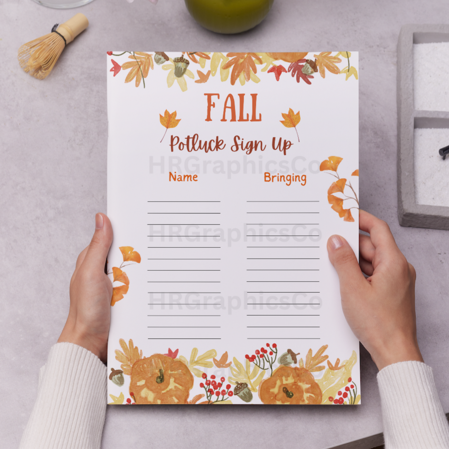 Fall Potluck Sign Up Sheet Template