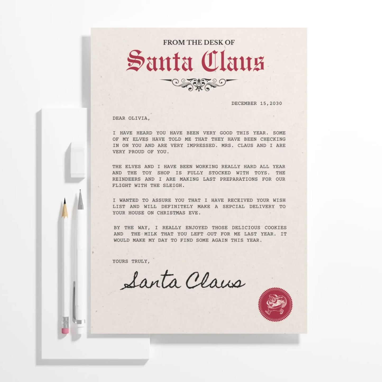 Letter from Santa Claus Christmas Template - CreativeRino