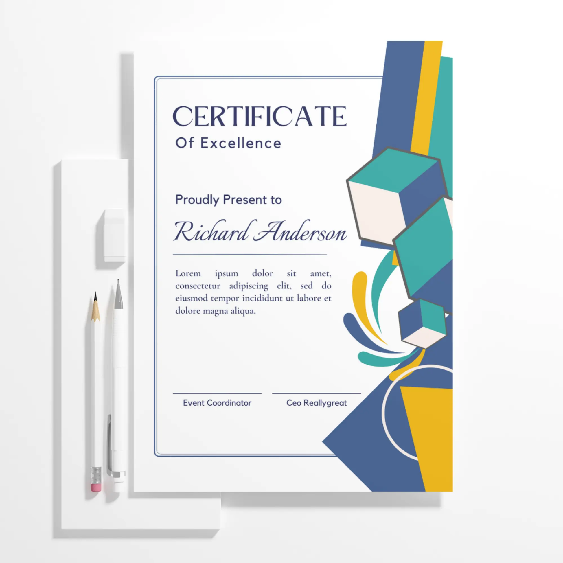 Certificate of Excellence Template | Excellence Certificate - CreativeRino