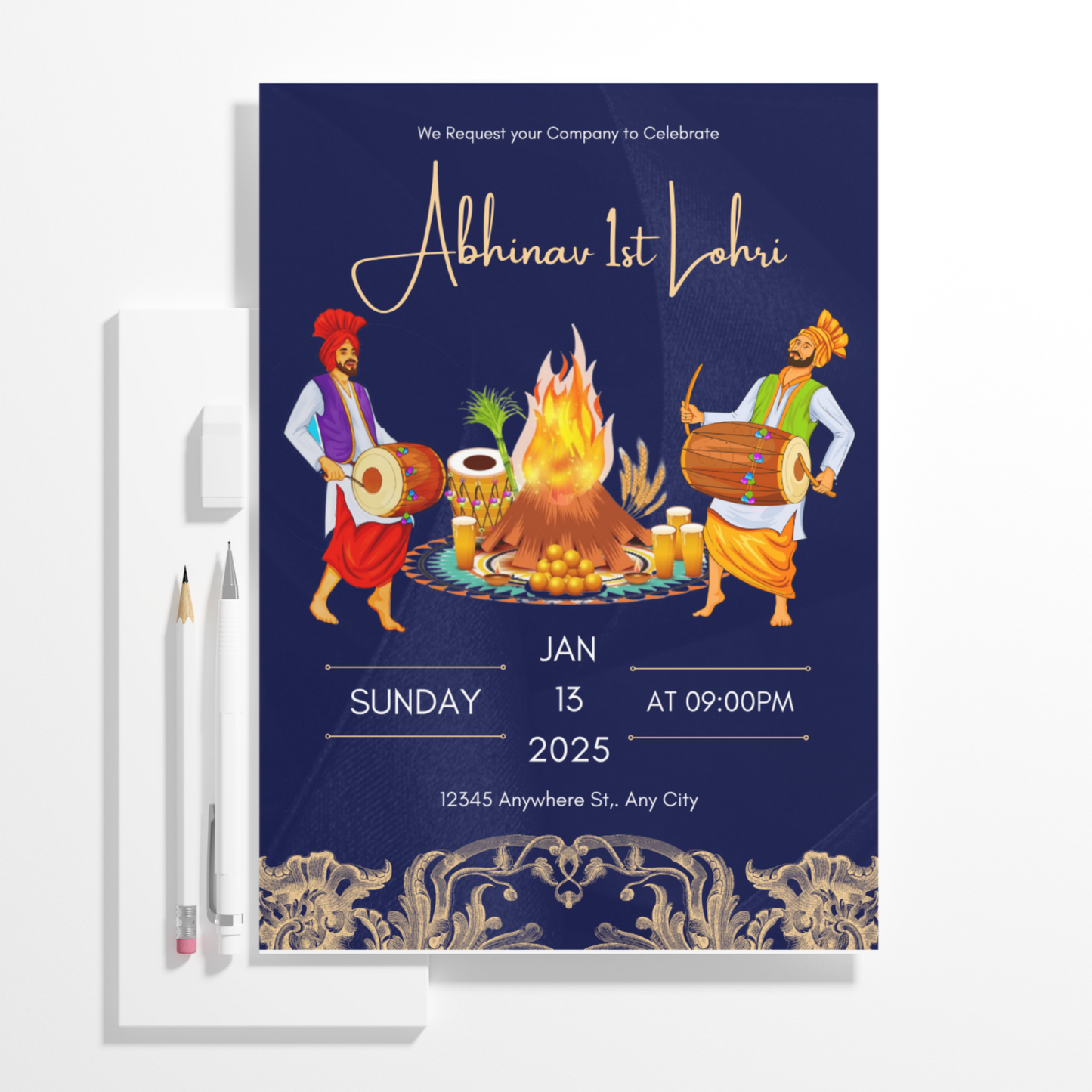 Lohri Invitation Template | Lohri Party Invite