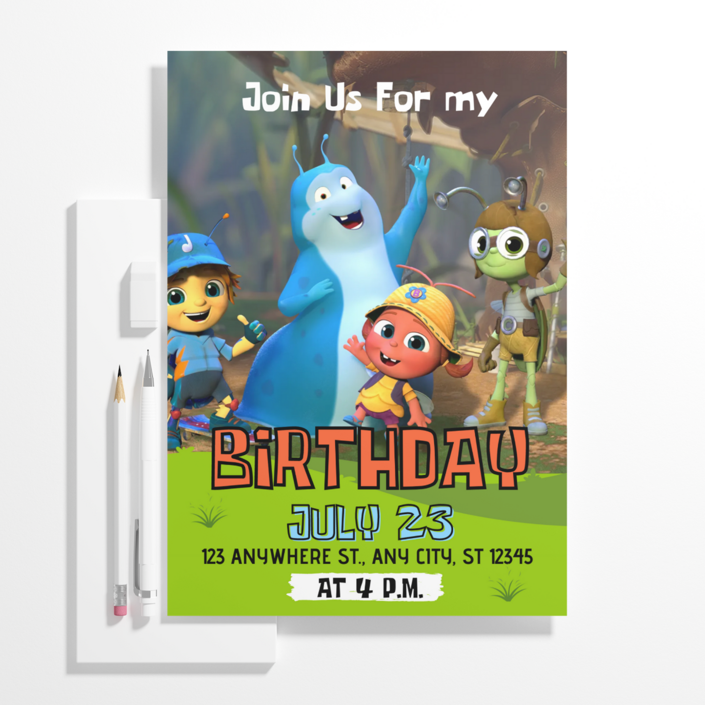 Beat Bugs Birthday Invitation Template