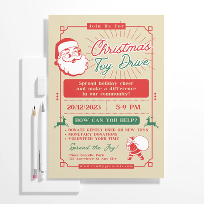 Christmas Toy Drive Flyer Template | Toy Drive Invitation - CreativeRino