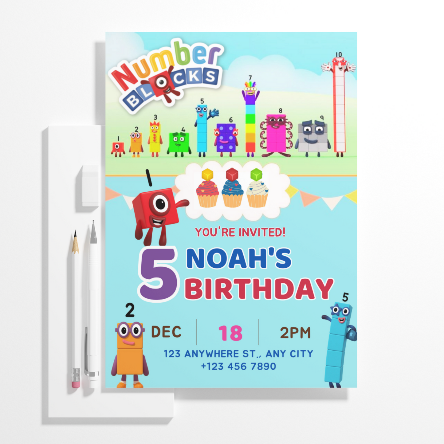 Numberblocks Birthday Invitation Template