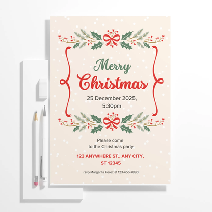 Merry Christmas Party Invitation Template - CreativeRino
