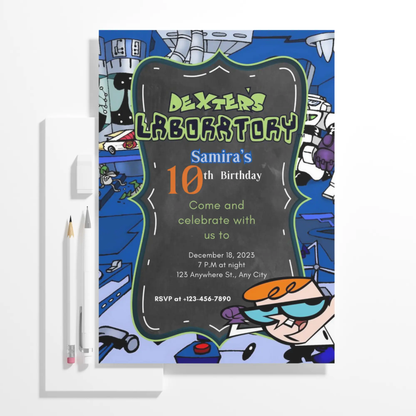 Dexter's Laboratory Birthday Invitation Template - CreativeRino