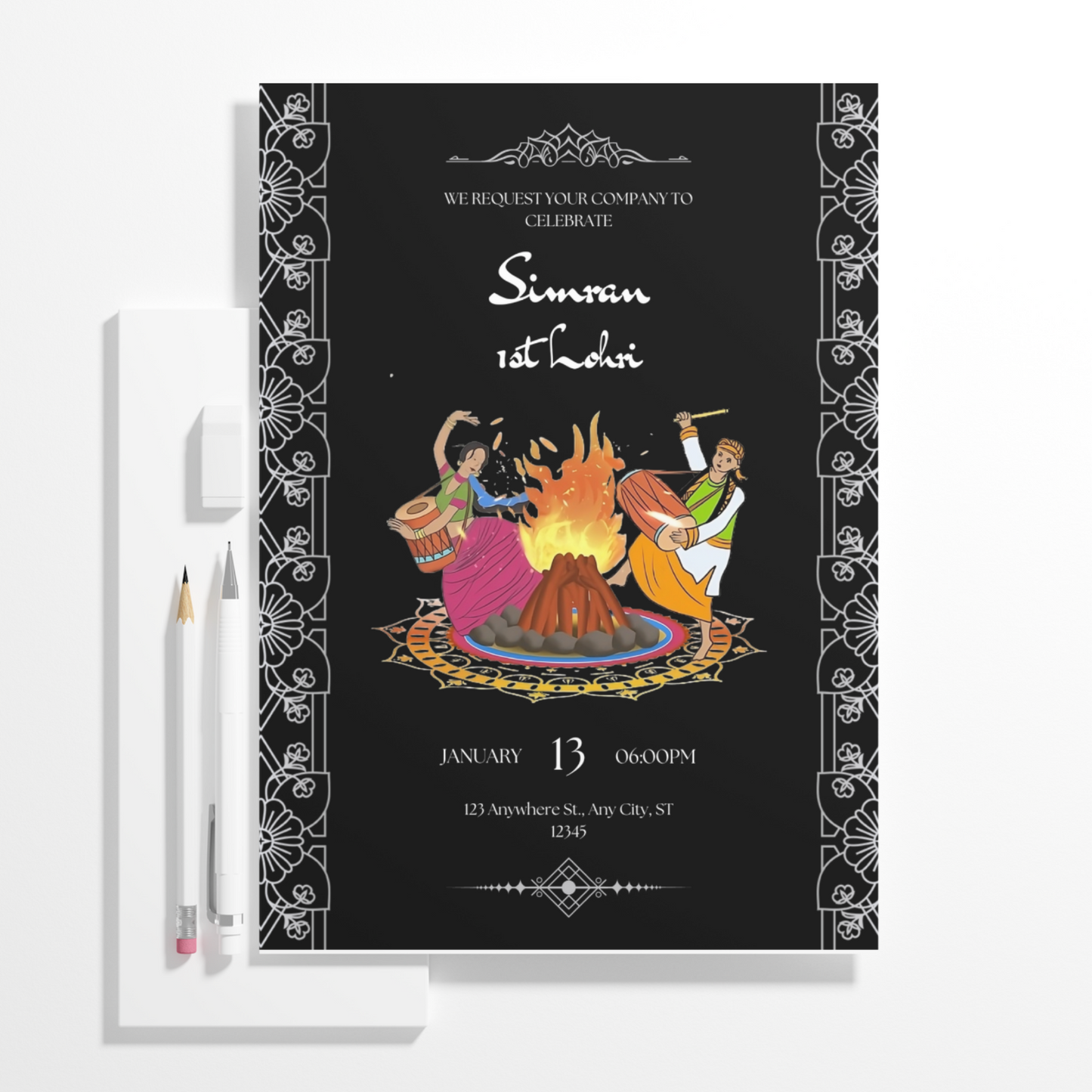 Lohri Invitation Template | Lohri Party Invite