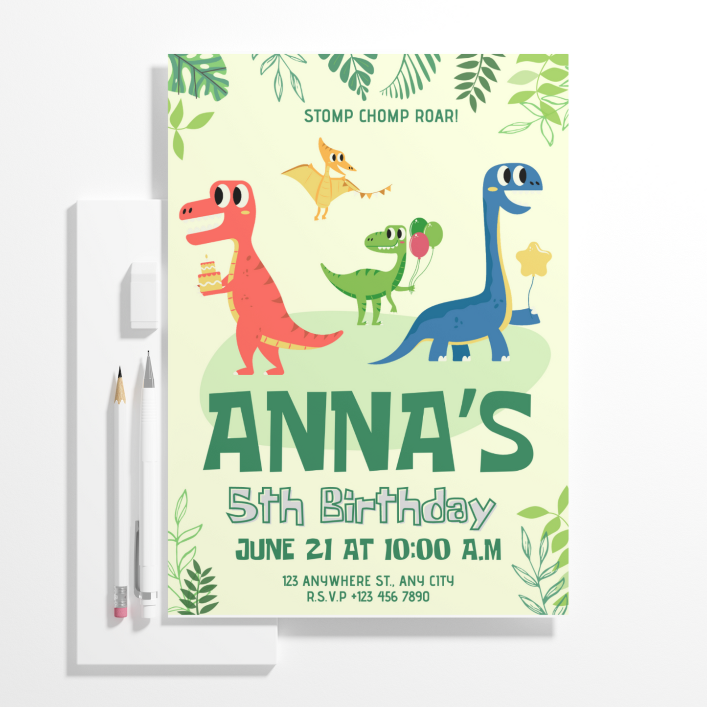 Dinosaur Birthday Invitation Template