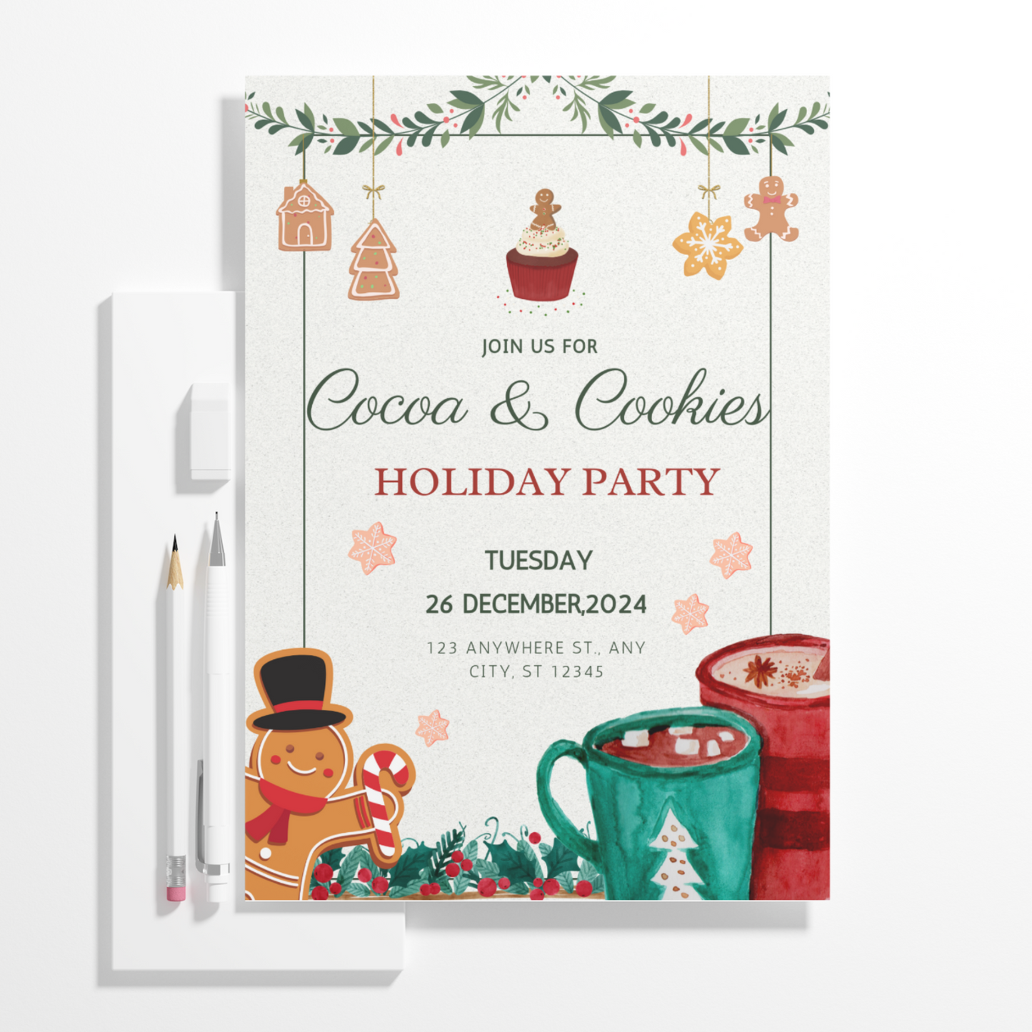 Cocoa and Cookies Christmas Invitation Template