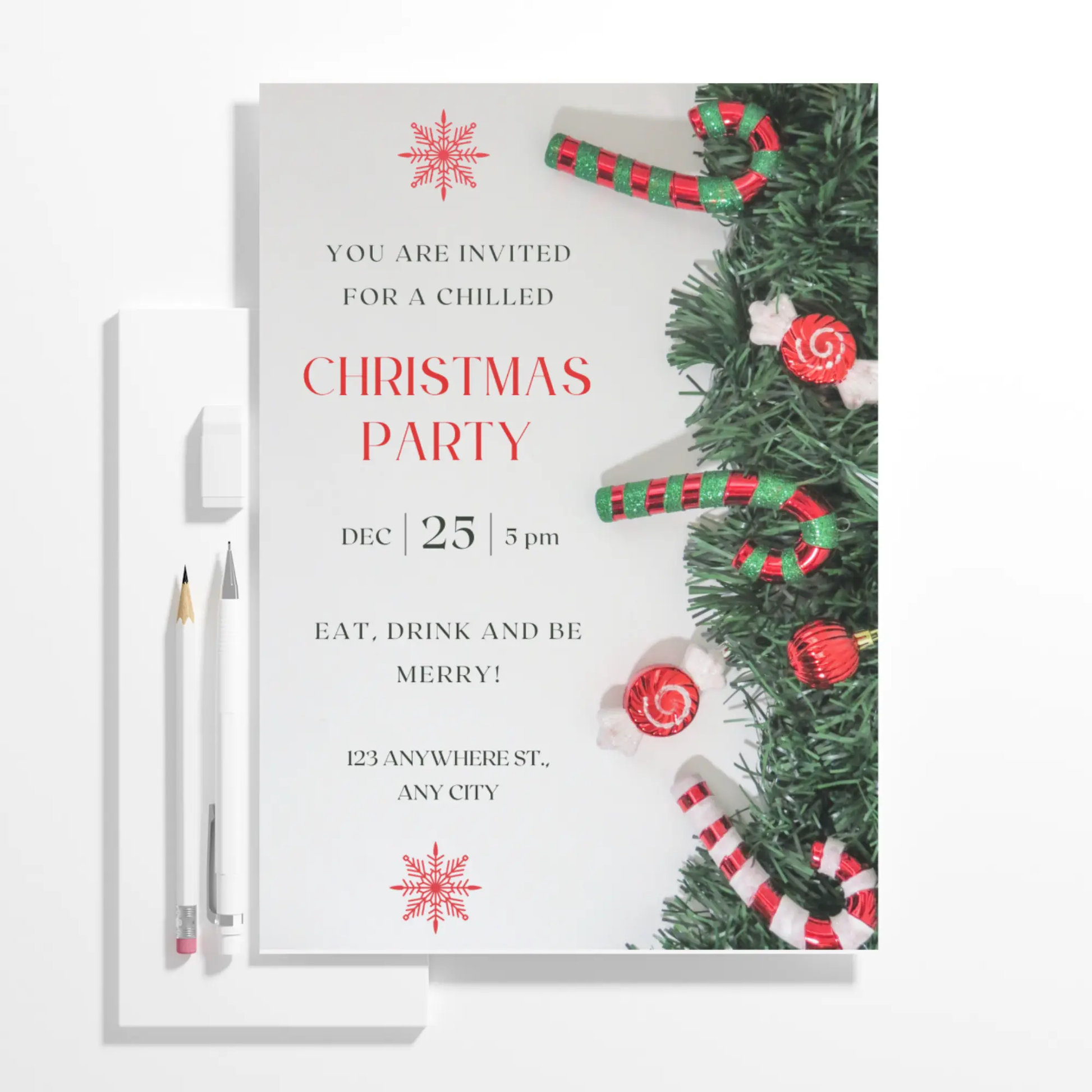 Peppermint Christmas Party Invitation Template - CreativeRino