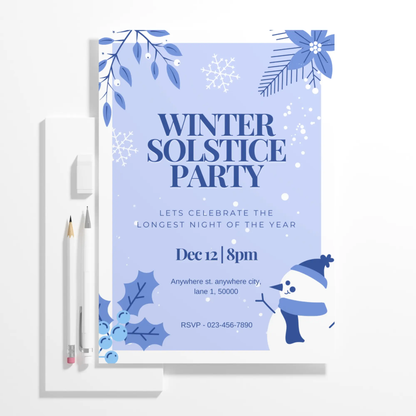 Winter Solstice Party Invitation Template - CreativeRino