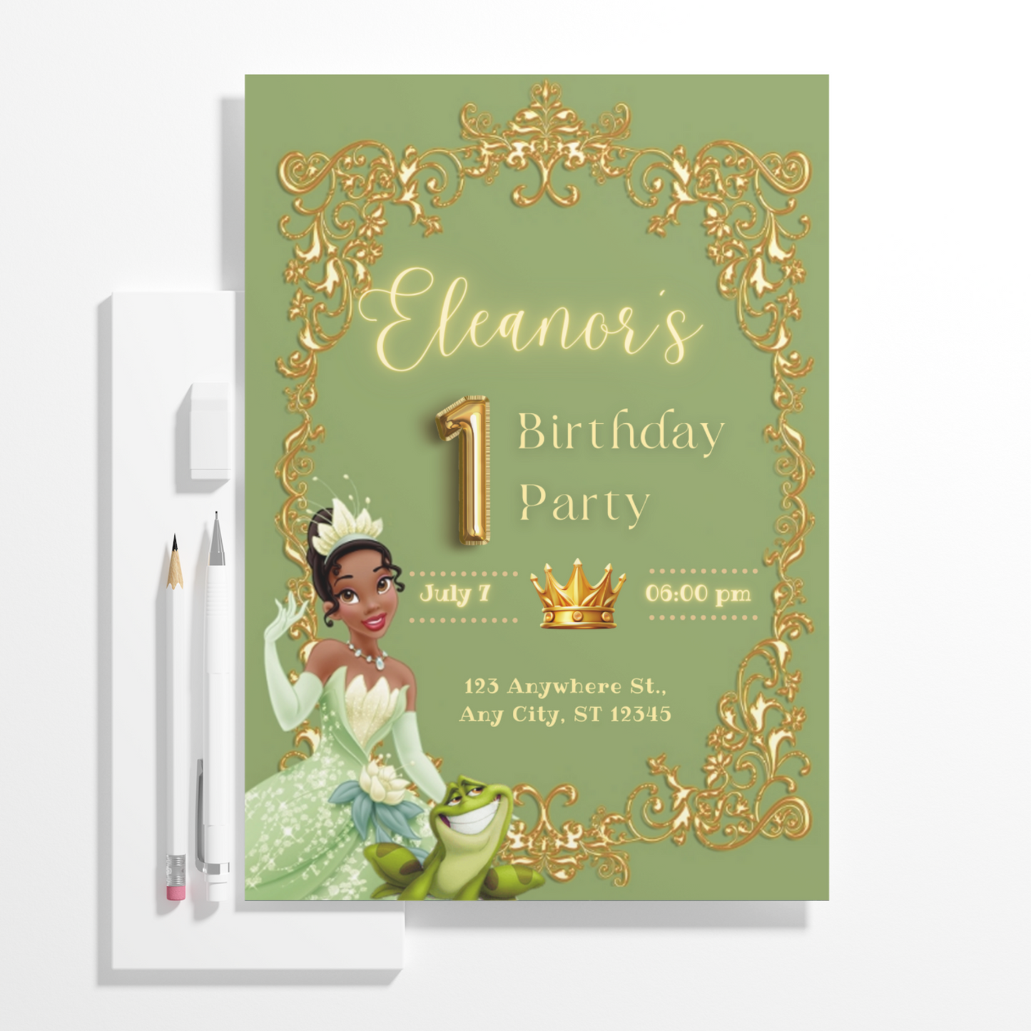 Princess Tiana Birthday Invitation Template