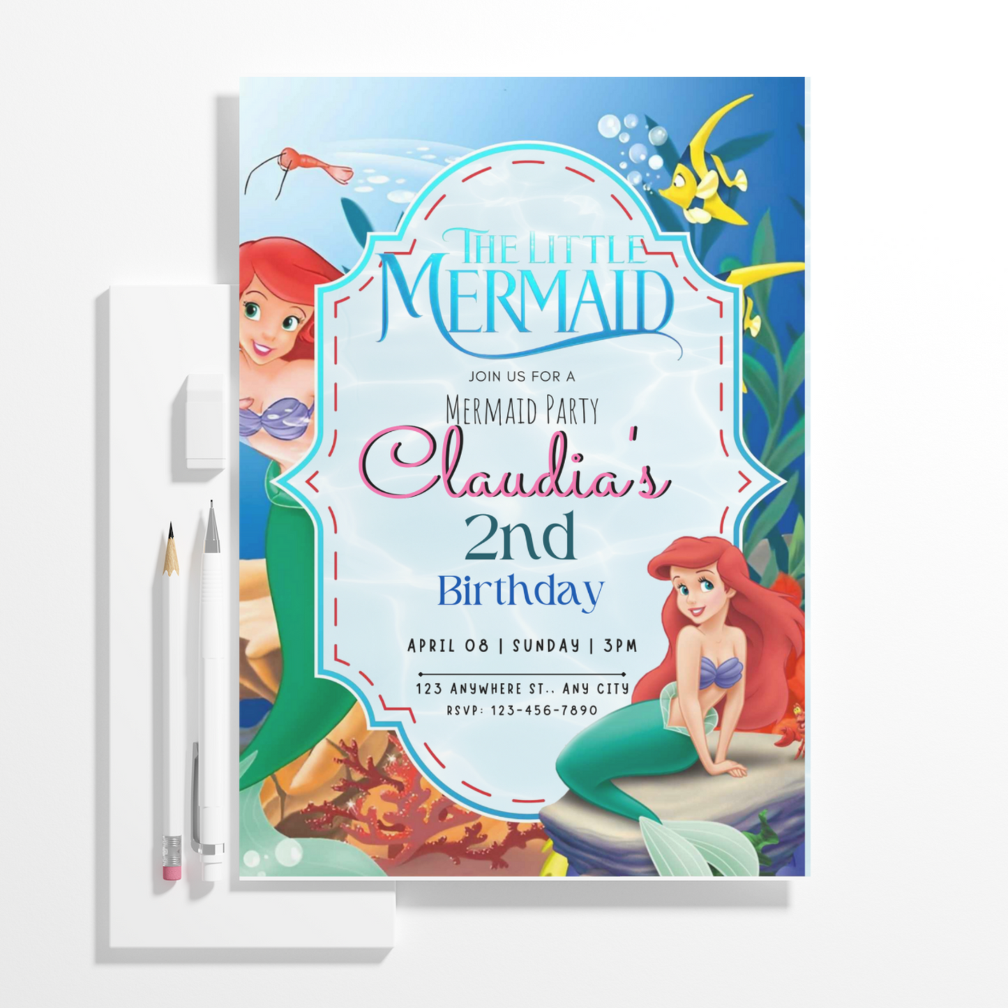 The Little Mermaid Birthday Invitation Template