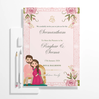 Seemantham Invite Template | Indian Baby Shower Invitation - CreativeRino