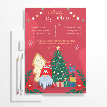 Christmas Toy Drive Flyer Template | Holiday Toy Drive Invitation - CreativeRino