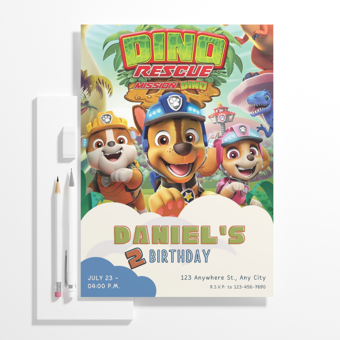 Paw Patrol Dino Rescue Birthday Invitation Template