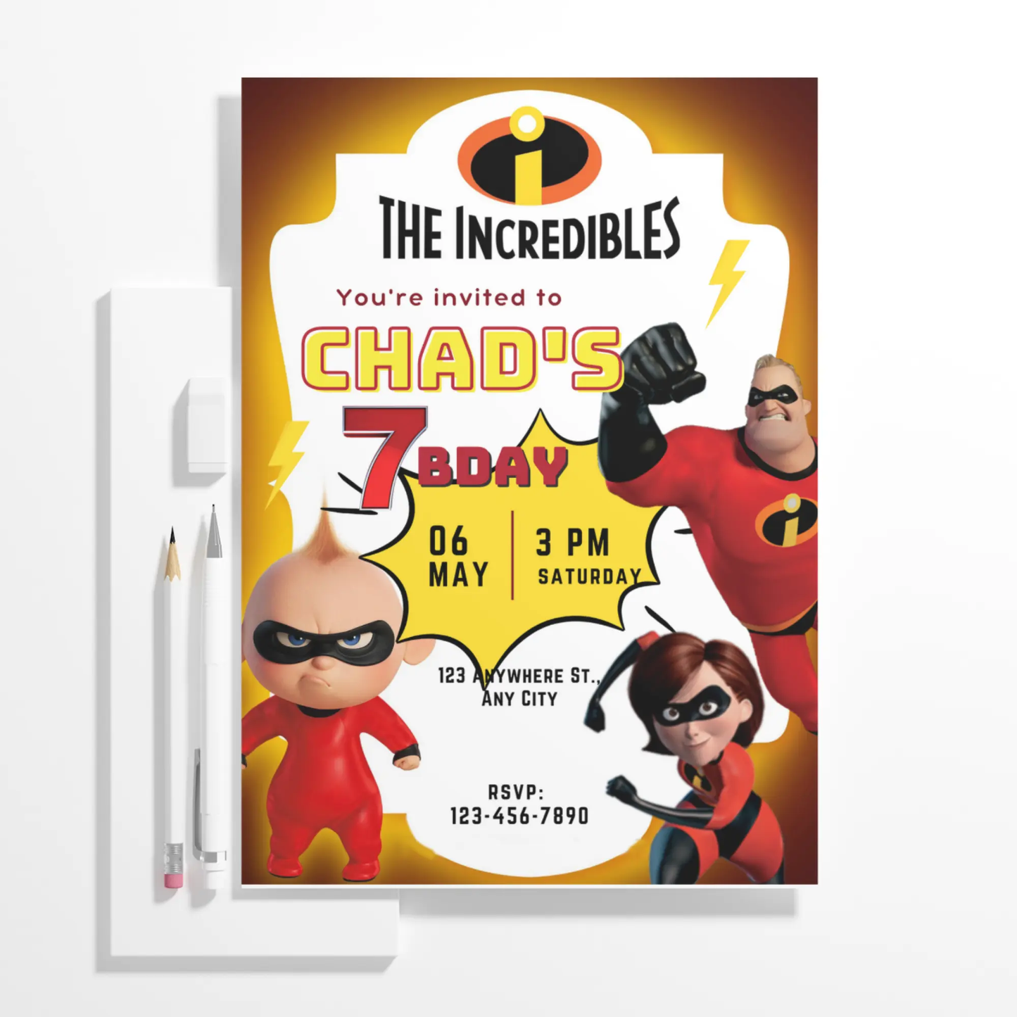 The Incredibles Birthday Invitation Template - CreativeRino