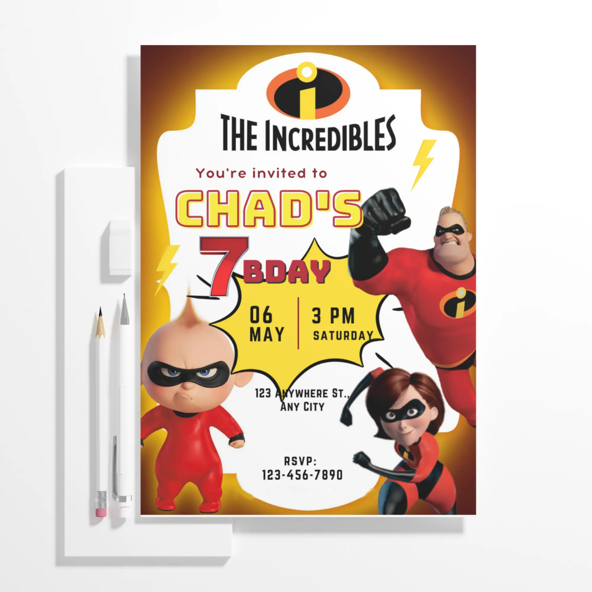 The Incredibles Birthday Invitation Template - CreativeRino
