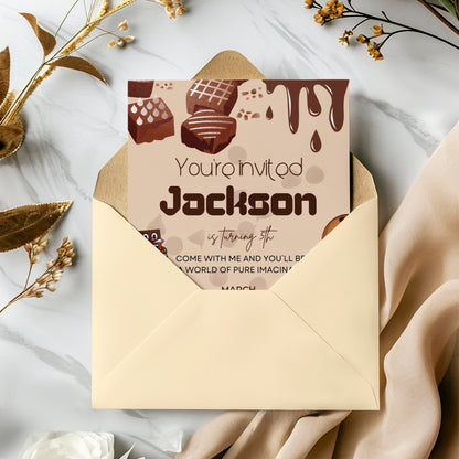 Chocolate Factory Birthday Invitation Template - CreativeRino