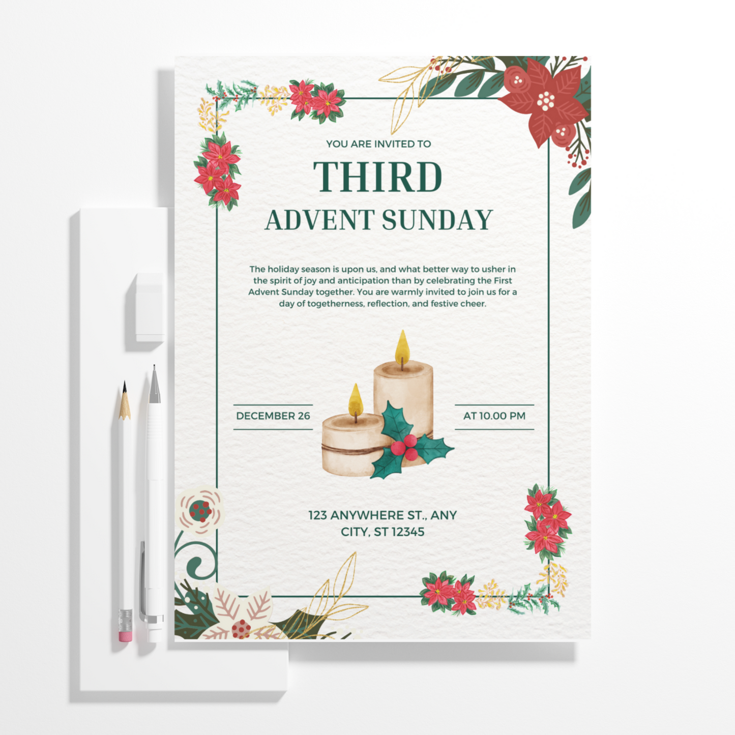 Advent Invitation Template | Advent Celebration Party Invite