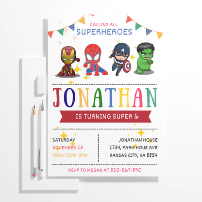 Superhero Birthday Invitation Template | Avengers Invite - CreativeRino