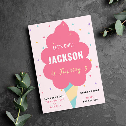 Snow Cone Party Invite | Snow Cone Birthday Invitation Canva Template CreativeRino