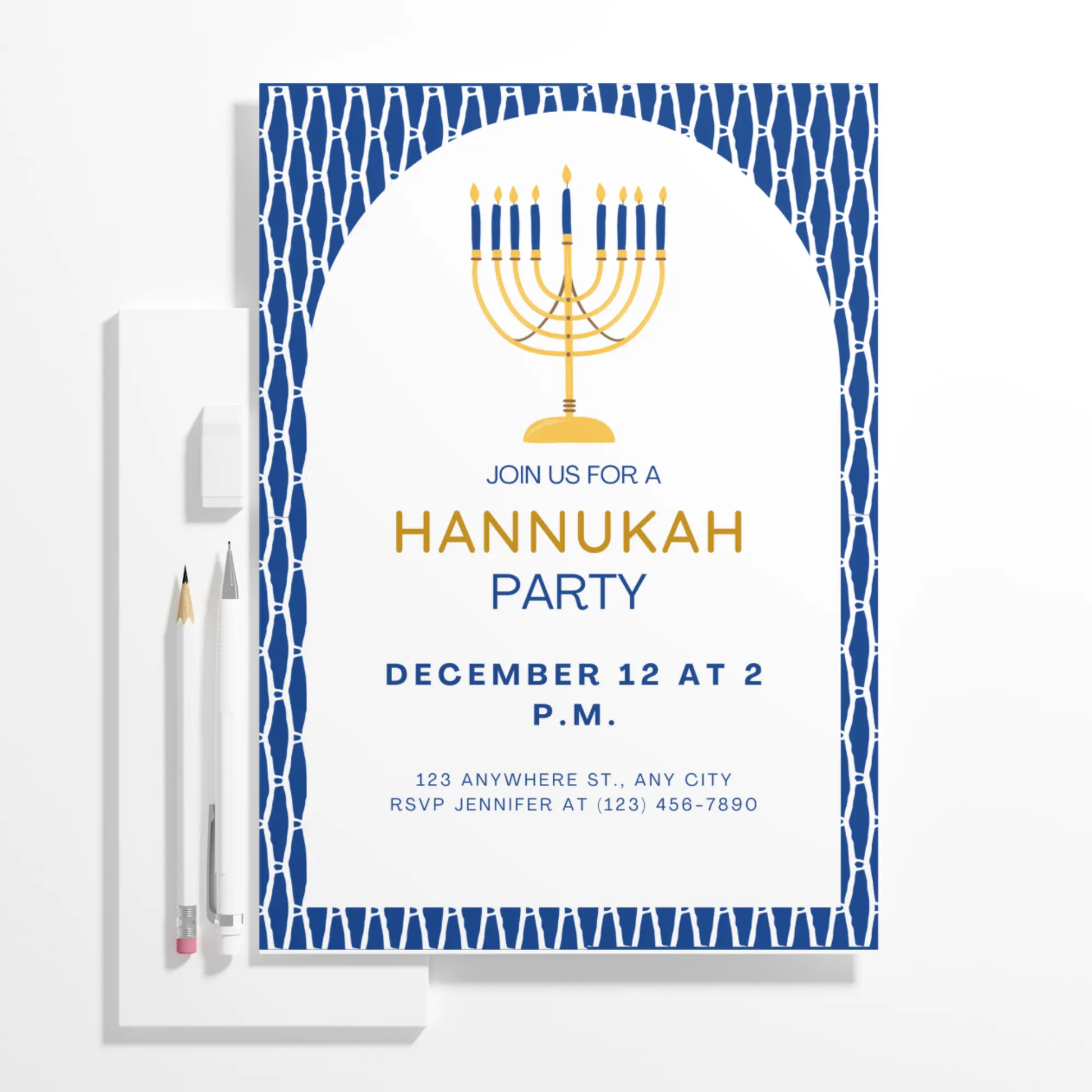 Hanukkah Invitation Template | Hanukkah Celebration Party Invite - CreativeRino