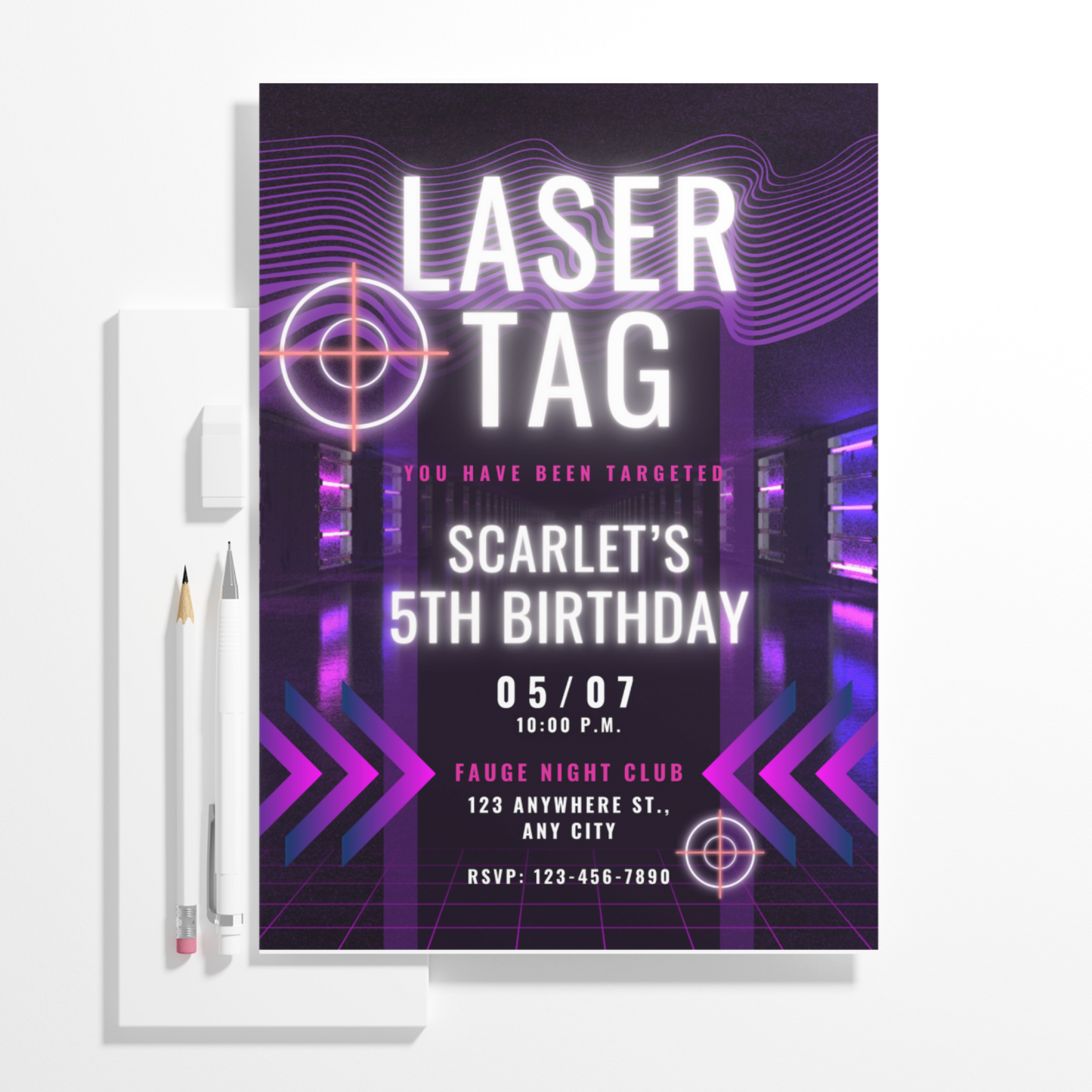 Laser Tag Gaming Birthday Invitation Template