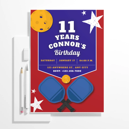 Pickleball Birthday Invitation Template - CreativeRino