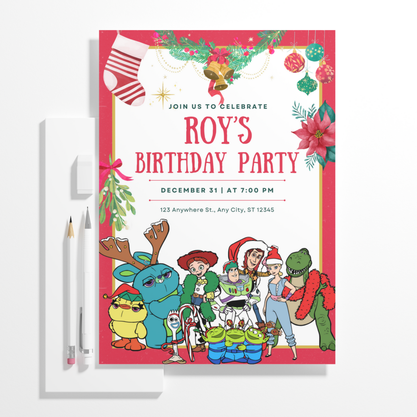 Toy Story Christmas Birthday Invitation Template