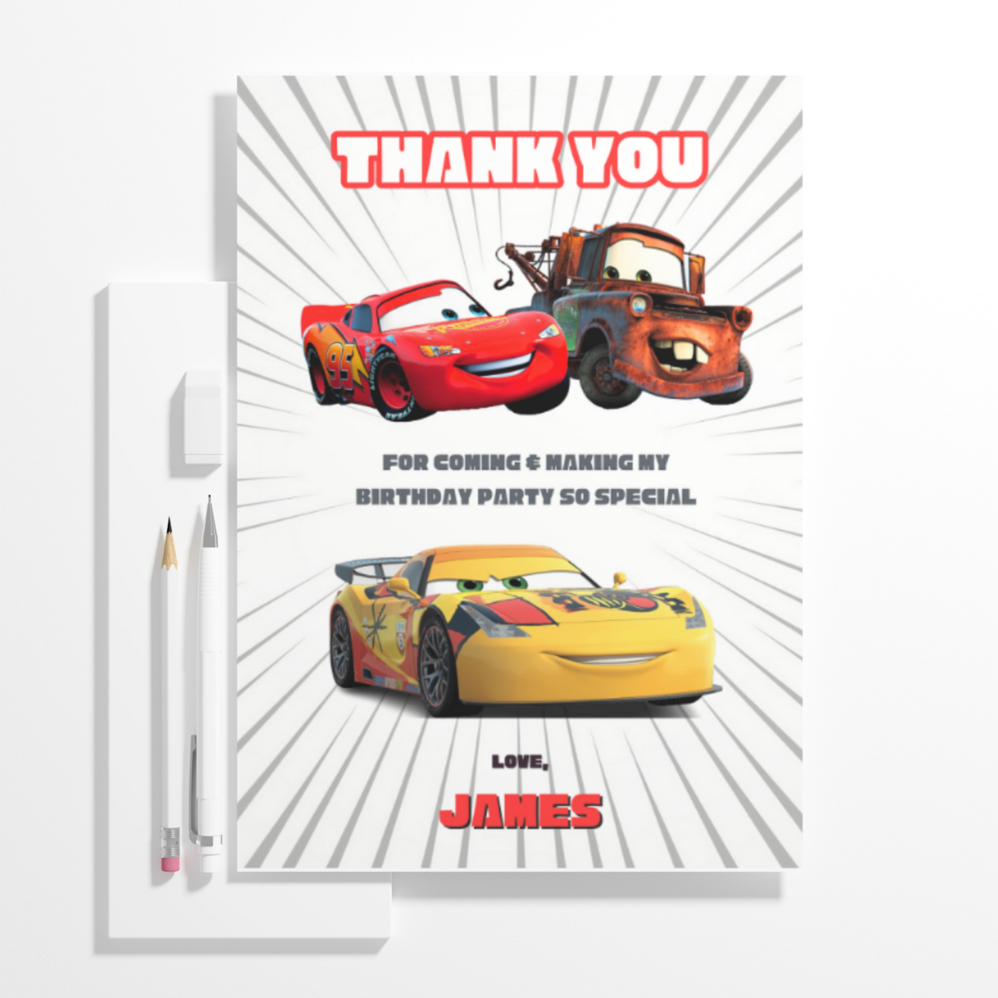 Cars Thank You Card Template