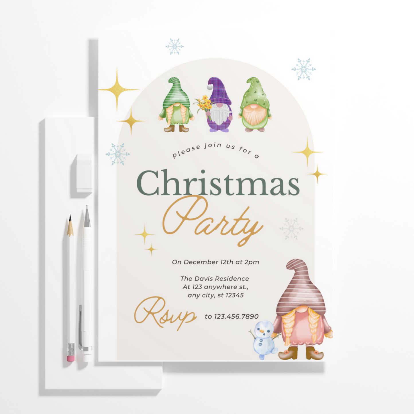 Gnome Christmas Party Invitation Template