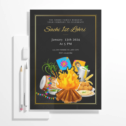 Lohri Invitation Template | Lohri Party Invite - CreativeRino