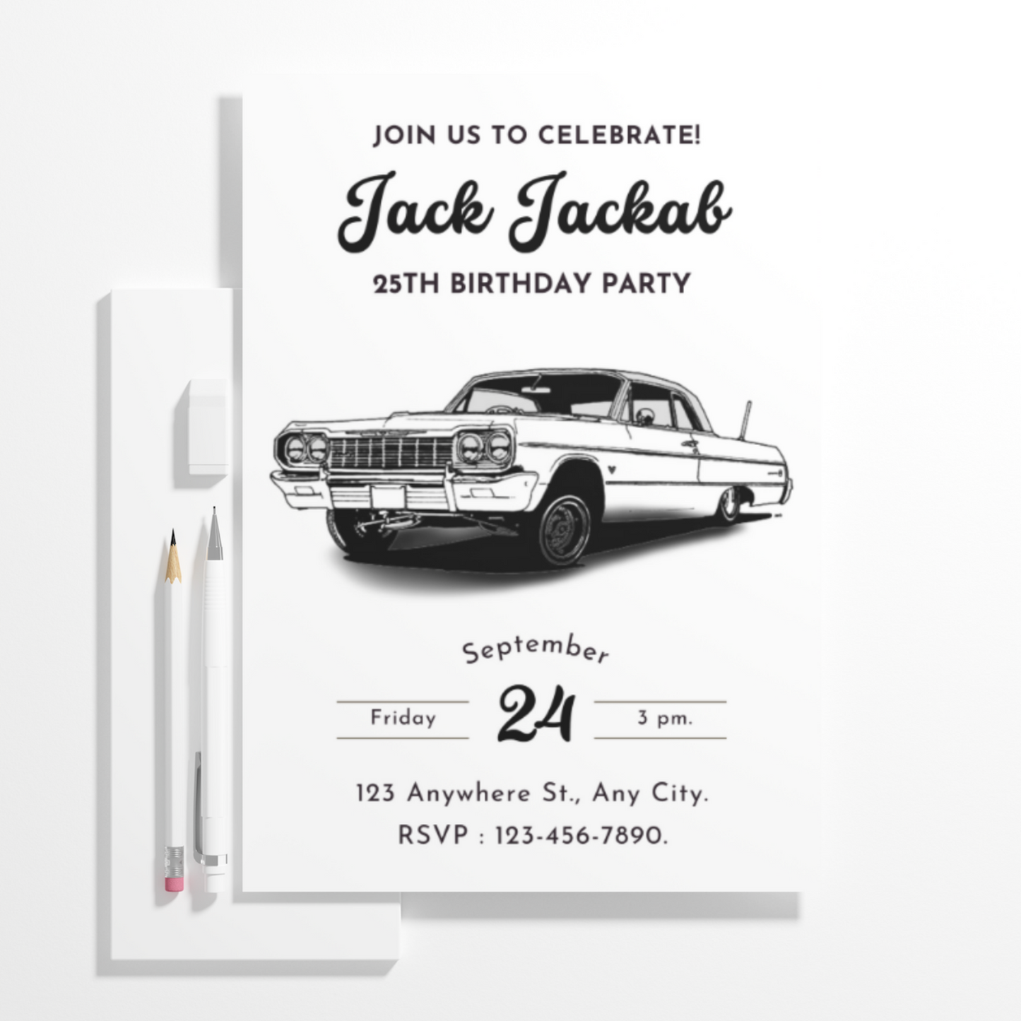 Lowrider Cholo Birthday Invitation Template